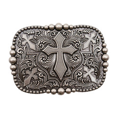Men Women Belt Buckle Rusty Silver Metal Western Cross Religious Premium Quality