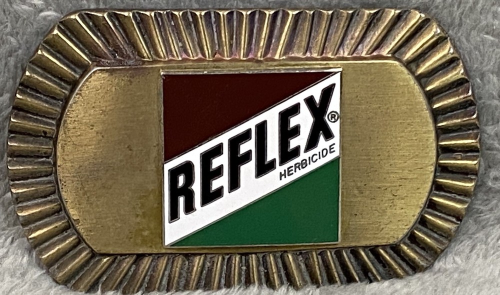 Vintage Reflex Herbicide Belt Buckle 3-1/2 inch x 2 inch for 1-3/4 inch Belt