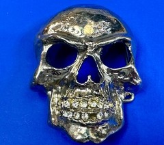 Skull Head with Rhinestone Teeth Halloween Gothic Punk Belt Buckle by Rock Rebel