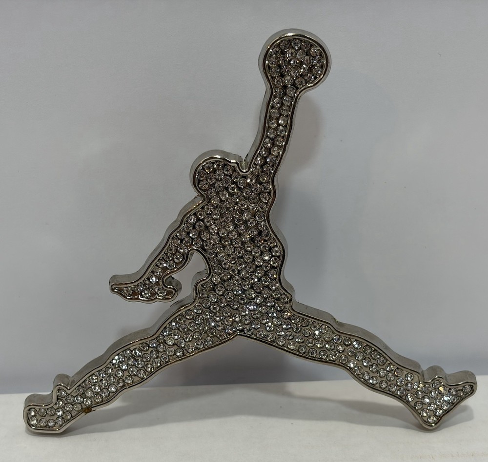 Iced Out Rhinestone Jordan Jumpman Belt Buckle Silver Custom Bling 4.5&Prime;x4&Prime;