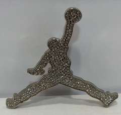 Iced Out Rhinestone Jordan Jumpman Belt Buckle Silver Custom Bling 4.5&Prime;x4&Prime;
