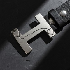H Belt Buckle Smooth Silver Tone Classic Sporty Metal Buckle