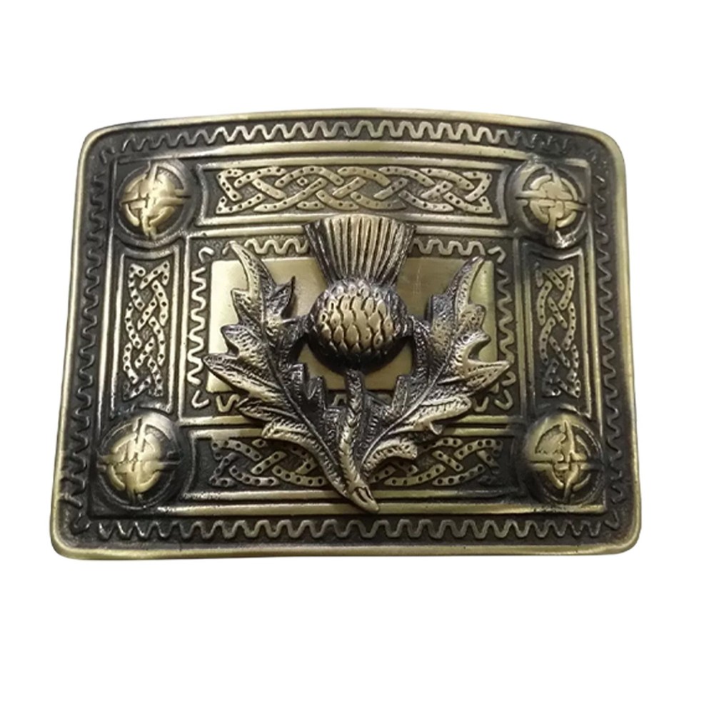 Scottish Antique Kilt Buckle – Thistle Knot Design | Classic Scottish Accessory