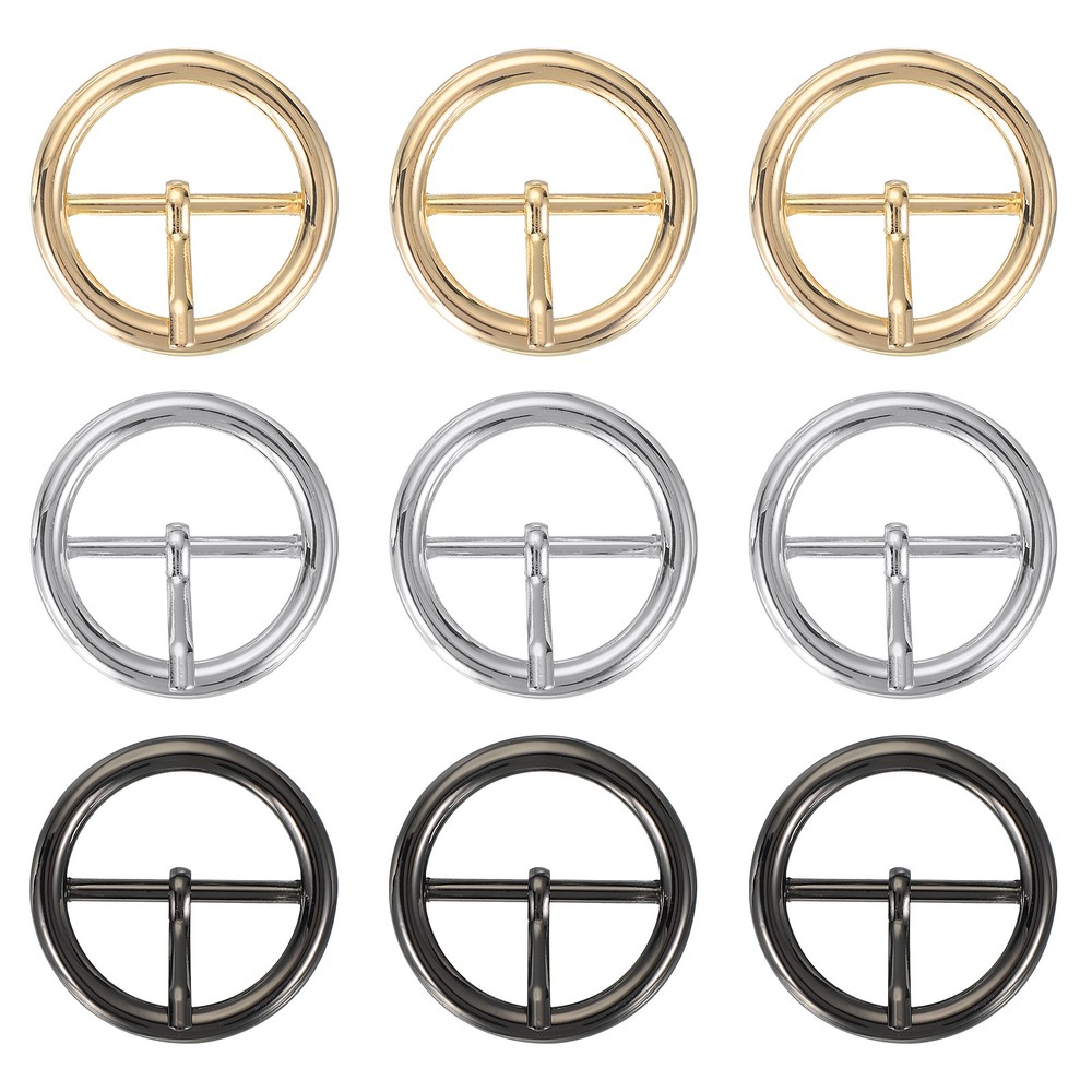 9Pcs 1.2&Prime; Single Prong Belt Buckle Metal Roller Buckle Black/Silver/Light Gold