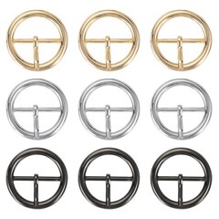 9Pcs 1.2&Prime; Single Prong Belt Buckle Metal Roller Buckle Black/Silver/Light Gold