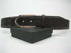 STERLING SILVER 925 SOLID SUZY BUCKLE.WITH GENUINE LIZARD 1.5&Prime; BELT MADE IN USA