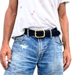 Handmade Solid Brass Belt Buckle USA | 1.5&Prime; « THE ROAD » Retro Artisan Buckle Men