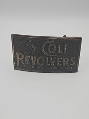 Vintage COLT REVOLVERS Belt Buckle SOLID BRASS Heavy BRONZE Western GUNS