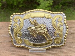 Official Champion Rodeo Bull Riding Large Belt Buckle Stamped WMG