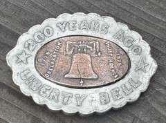 Vintage Bergamot Brass Works 200 Years Ago Liberty Bell Belt Buckel READ