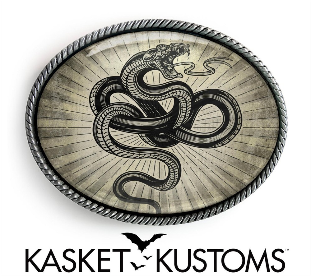 Snake Belt Buckle – Wisdom and Strength Tattoo Flash Art Handmade Buckle – 815