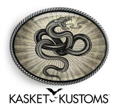 Snake Belt Buckle – Wisdom and Strength Tattoo Flash Art Handmade Buckle – 815