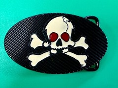 Creepy Red Eyes Skull Crossbones Halloween Gothic Punk Vibe Enameled Belt Buckle