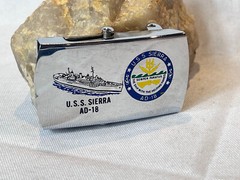 VTG U.S.S. Sierra AD-18 Belt Buckle Military Style WW2 Naval Destroyer Tender