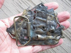 VINTAGE CAST METAL SCHOONER 12 SAILS NAUTICAL SAILING SHIP SAIL BOAT BELT BUCKLE