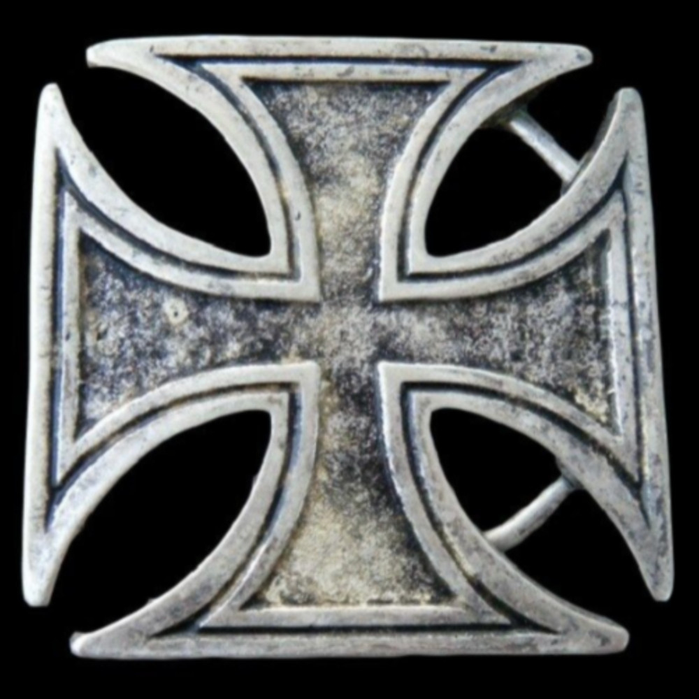 ANTIQUE SILVER IRON CROSS RELIGION BELT BUCKLE BOUCLE DE CEINTURE
