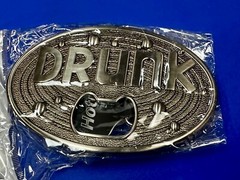 DRUNK Bottle Opener and Large Novelty Statement Stainless Steel Belt Buckle