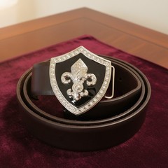 Women Silver Metal Belt Buckle Western Fashion Bling Fleur De Lis Day Night Look
