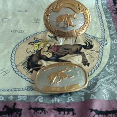 Men&rsquo;s Western Oval Belt Buckle Floral Engraved 2-Tone Antique 1.5in MPN 1973