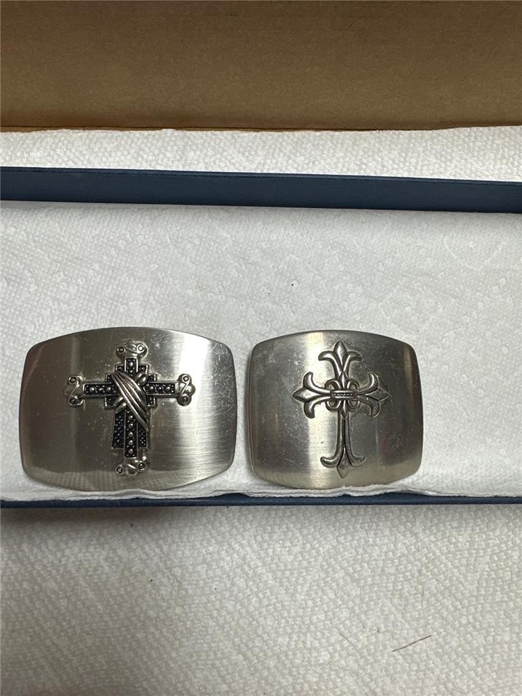 Vintage Unique Cross Belt Buckle Lot of Two