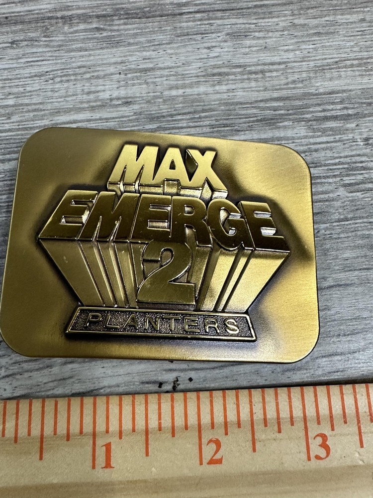 Vintage John Deere Belt Buckle Mens Gold Tone Max Emerge 2 Planters 1987 80s
