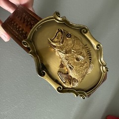 1978 Raintree Bass Fish Belt Buckle USA Leather Belt Brass Bronze Father Day 42