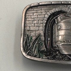 Vintage 1987 Bergamot Pewter Train Locomotive Belt Buckle X-45 Made in USA 3D