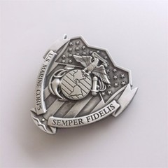Antique Brushed Silver US Hero Marine Corps Belt Buckle