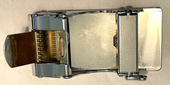 Silver Tone White Ratchet Belt Buckle Chaoren « CR » Monogram