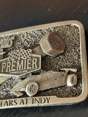 Vintage Collectible Premier Industrial Corp Indy 500 GAB Metal Belt buckle