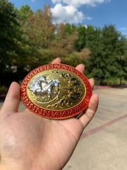 Western Buckle Gold Silver Red Running Horse Cowboy Buckle 2 » Hebillas Vaqueras