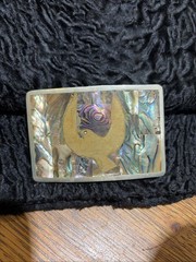 VINTAGE Belt Buckle Abalone/Brass/Silver Peace Dove ALPACA Mexico~ 3.5” X 2.5”
