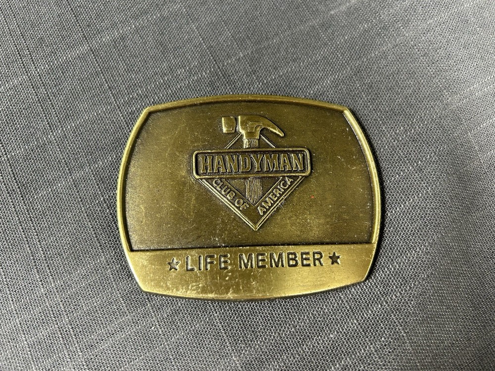Handyman Club Of America Life Member Vintage Brass Belt Buckle
