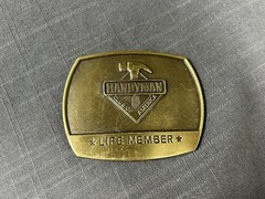 Handyman Club Of America Life Member Vintage Brass Belt Buckle