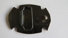 VOLUNTEER FIREMAN Belt Buckle Fire Truck Black Red Enamel F.D.