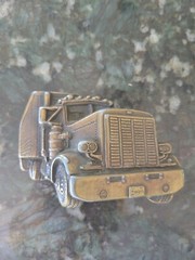 The Bergamot Brass Works Tractor Trailer Belt Buckle Made in USA 3.25&Prime;