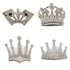 Crown Silver Metal Rhinestone Belt Buckle Mens Womens Western Womens new Costume