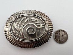 Vintage Nelson Piaso Signed Navajo Sterling Silver Belt Buckle 55.6g