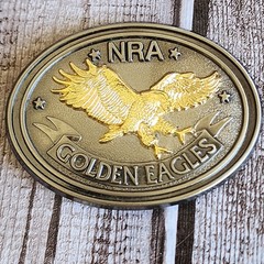 NRA Golden Eagles Pewter Belt Buckle USA National Rifle Association Western