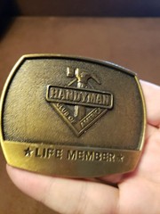 Handyman Club of America Life Member Brass Hammer Belt Buckle 1996
