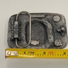 Vintage 1987 Bergamot Pewter Train Locomotive Belt Buckle X-45 Made in USA 3D