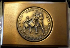 Vintage Brass Color Bicentennial Belt Buckle Spirit of 76 NEW OLD STOCK LOOK HL