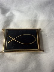 Vintage Aurum Dallas Christian Fish Interchangeable Belt Buckle Gold Tone