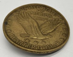 VTG Quarter Dollar Solid Brass Belt Buckle United States America Eagle Coin