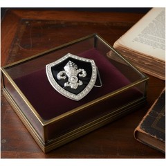 Men Women Silver Metal Belt Buckle Fashion Shield Big Bling Fleur De Lis