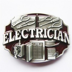 Antique Red Enamel Electrician Trades Tradesman Belt Buckle also Stock in US