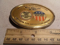 1984 NATIONAL RIFLE ASSOCIATION STARS & STRIPES NRA RED WHITE & BLUE BELT BUCKLE