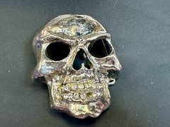 Skull Head with Rhinestone Teeth Halloween Gothic Punk Belt Buckle by Rock Rebel