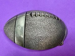 American Football Sports Textured Ball Cutout Silver Color Figural Belt Buckle