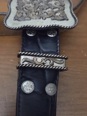 Al Beres Diablo Genuine Leather Black Belt, Nickel Buckle, Made In USA 32&Prime; Waist